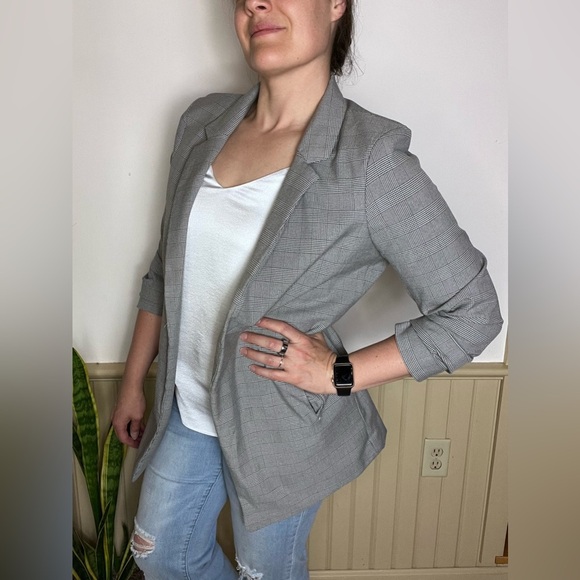 Maison d’Amelie Blazer Plaid Preppy Trending Pocket Open Jacket Women’s Sz L - Picture 1 of 9